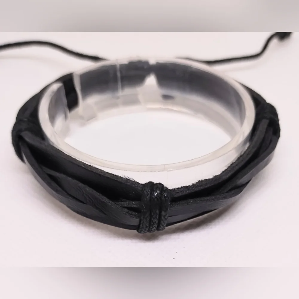 Men's‎ Bracelet Leather Layered Black New f77